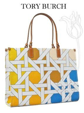 Tory Burch Ella Cotton Canvas Basketweave Tote